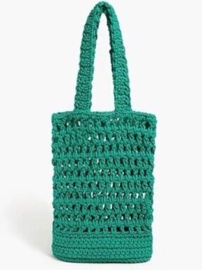 NWT J Crew Green Crochet Tote Bag - Casual Handbag